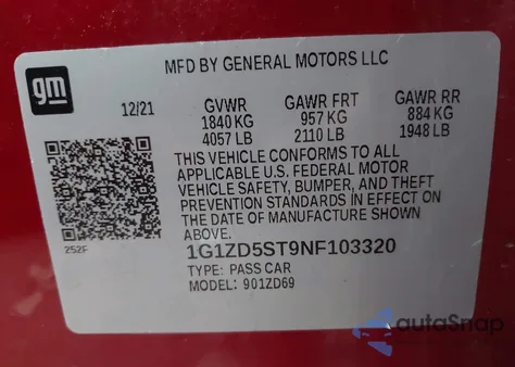 2022 Chevrolet Malibu Fwd Lt from USA, damaged, VIN 1G1ZD5ST9NF103320